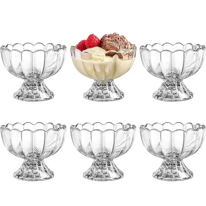 Bol à dessert en verre tulipe à pied de 5 oz – Idéal pour les coupes glacées, les desserts, les coup
