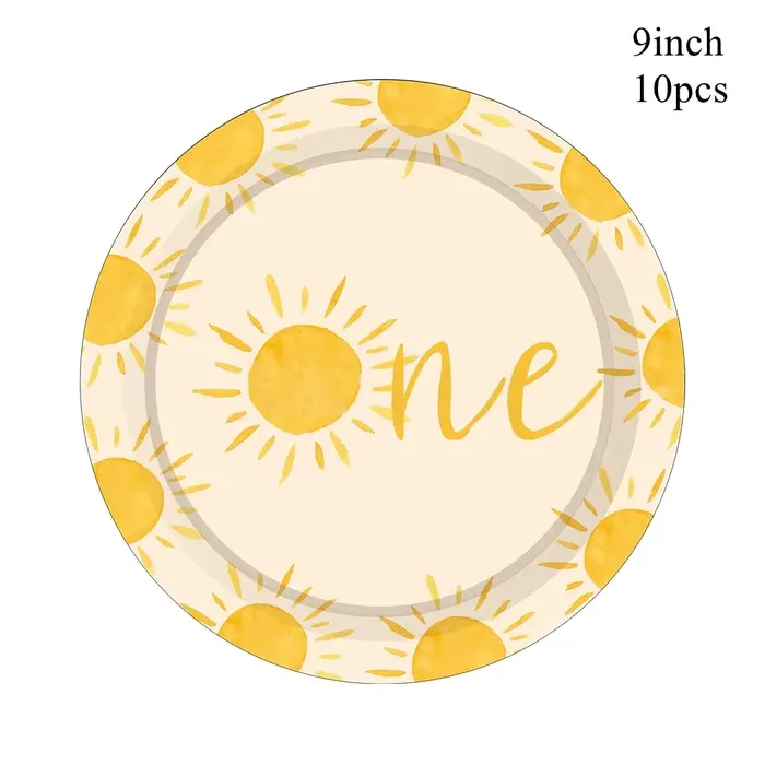 1 ensemble bohème soleil vaisselle jetable assiettes en papier tasses