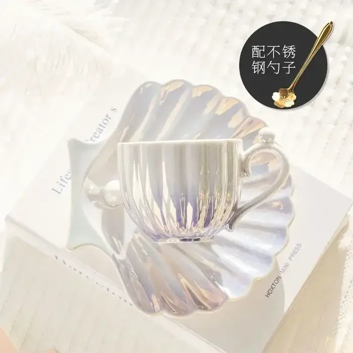 Tasse à Café Créative en Coquille de Perle, Dégradé Européen, Assiette S/05, Tasse en Céramique, Cad