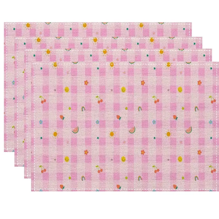 Napperons de table à motifs damier multicolores