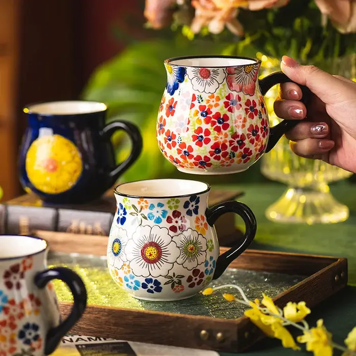 Tasses en céramique créatives Vintage dessinées à la main