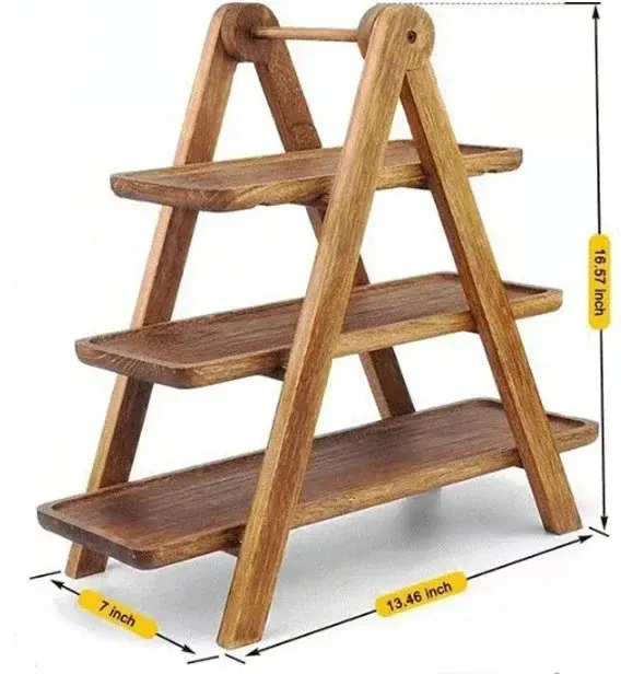 Plateau de service à 3 niveaux, plateau à plusieurs niveaux en bois, décor, support à gâteaux, plate