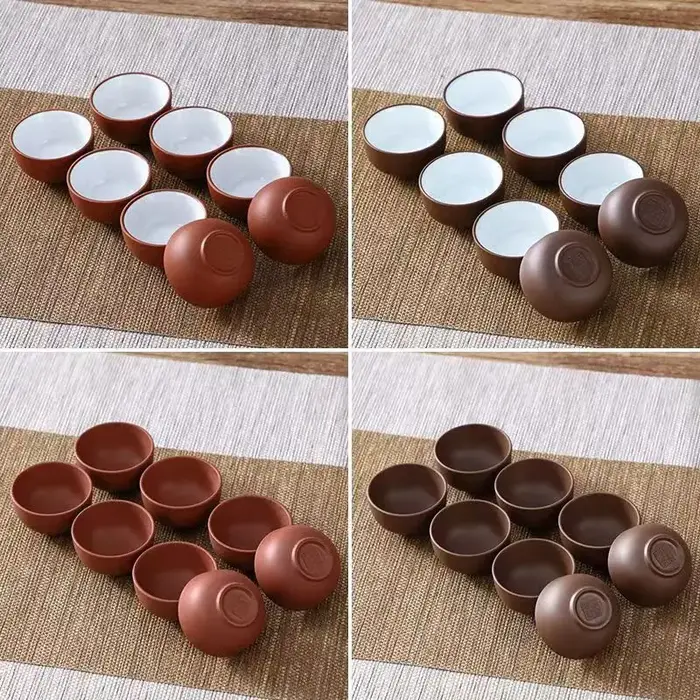 8 pièces/ensemble Yixing tasse à thé en argile violette faite à la main authentique bol à thé Dahong