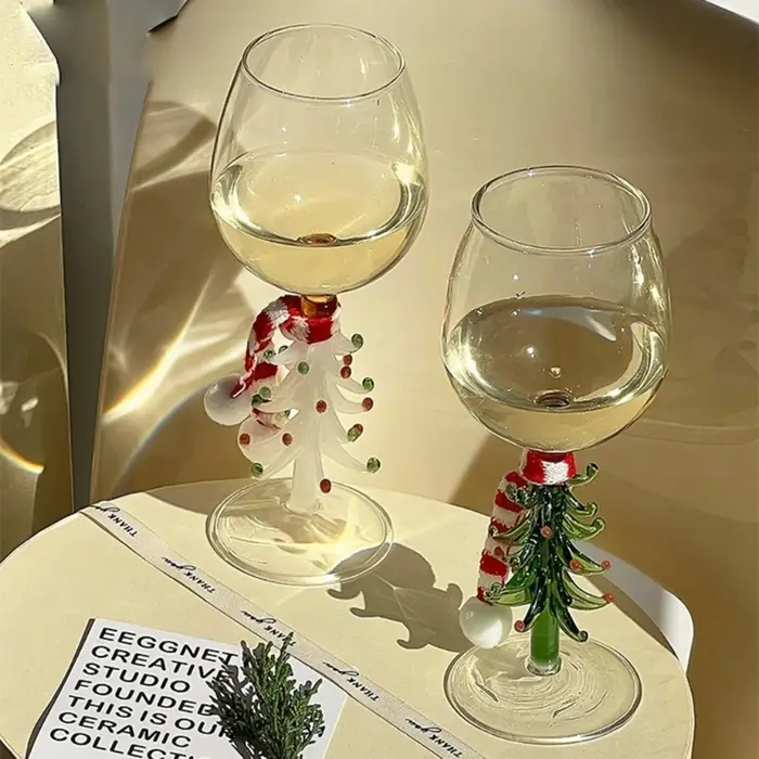 Verre à boire 3D avec figurine d'arbre Noël à l'intérieur