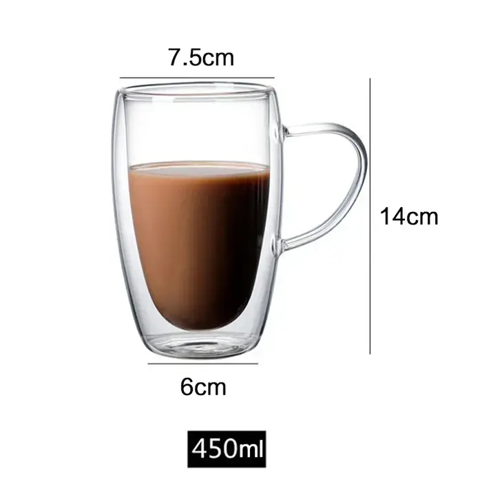 Tasse à café en verre murale à Double fond
