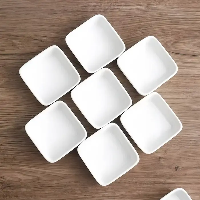 Plateau carré blanc en céramique