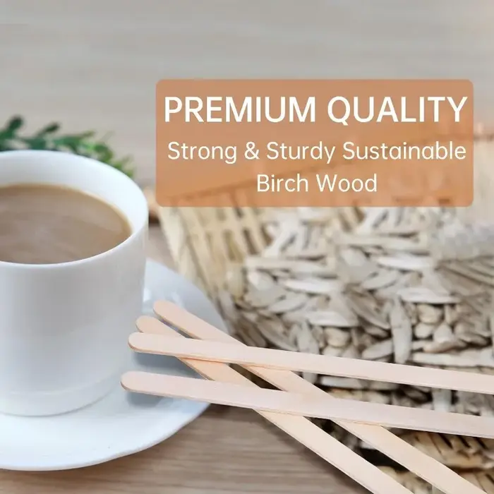 100 pièces café remuer bâtons jetables en bois naturel agitateurs