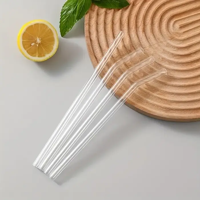 1set résistant à la chaleur verre pailles avec brosse-lot de 5-réutilisable et lavable