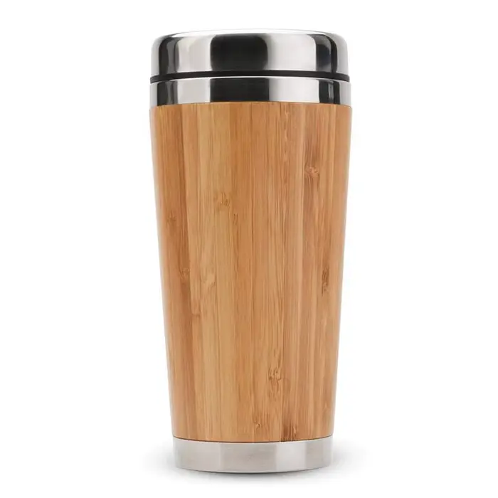Tasse à café en bambou avec couvercle anti-fuite