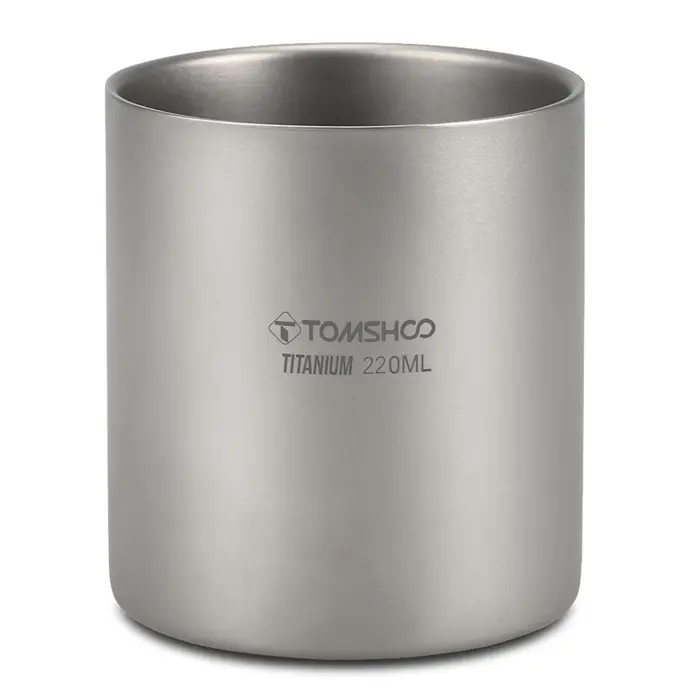 TOMSHOO Tasse à eau en titane à double paroi, tasse à café et à thé pour la maison, le bureau, le ca