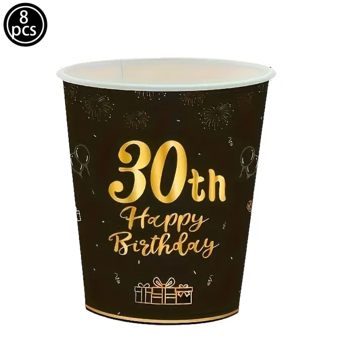 Vaisselle jetable pour hommes et femmes, décor de fête d'anniversaire, 30 40 50 60 ans, fournitures 