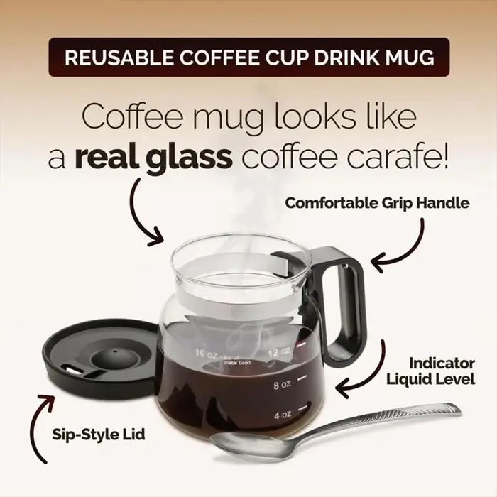 Tasses à café en verre transparent 16oz tasses à café en verre tasse de voyage Pot tasses à boire avec couvercle pour boisson chaude et froide lait Latte Cappuccino