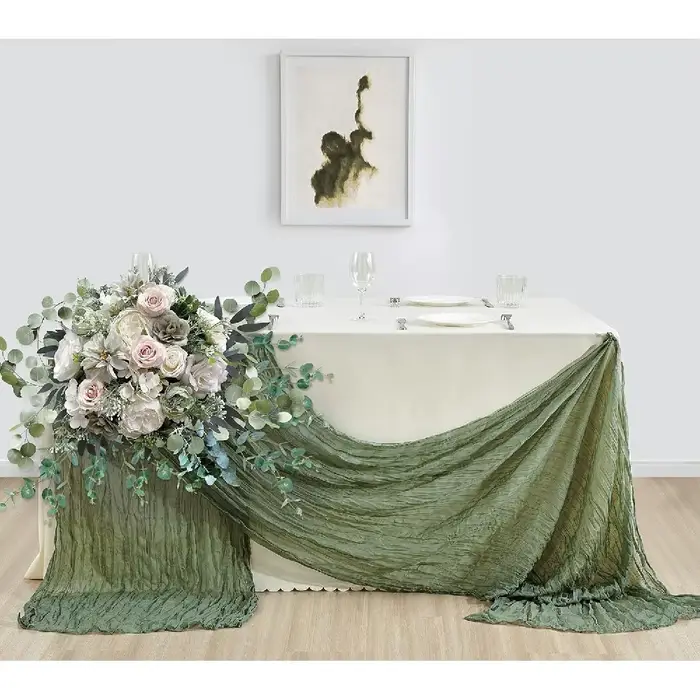 Chemin de Table en gaze style Boho, 10 pièces, 40x270cm, chemin de Table romantique pour mariage, ré