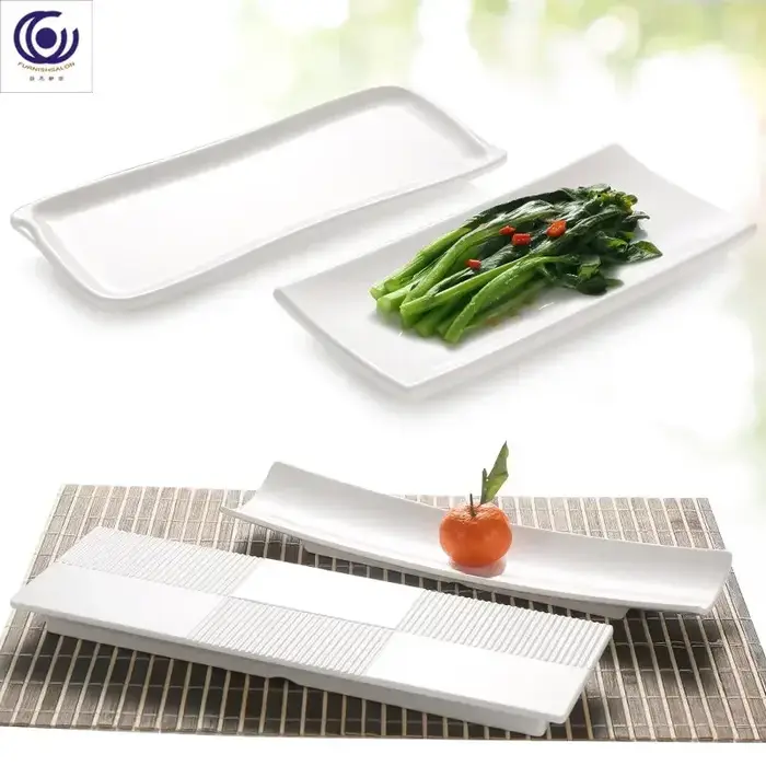 Assiette rectangulaire en plastique imitation mélamine