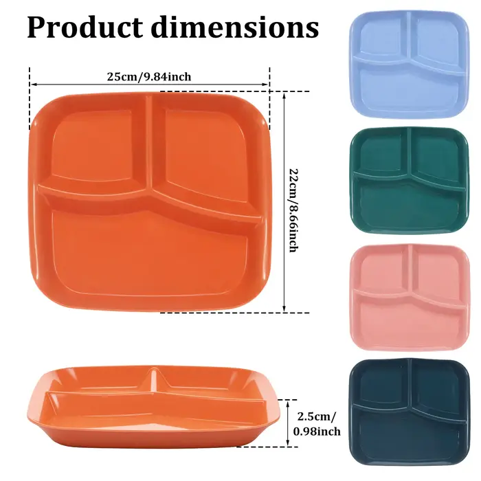 Assiette compartimentée en plastique réutilisable
