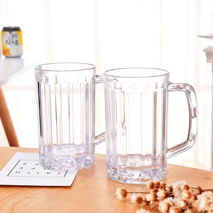 Tasse à Bière Transparente en Plastique, Incassable, pour Petit Déjeuner, Lait, Café, Jus, Eau, Bar,
