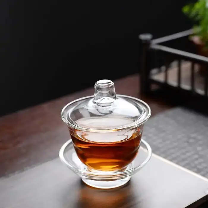 Bol couvert Gaiwan en verre de Style japonais chinois, tasse à thé, ensemble de thé Gongfu, bol à th