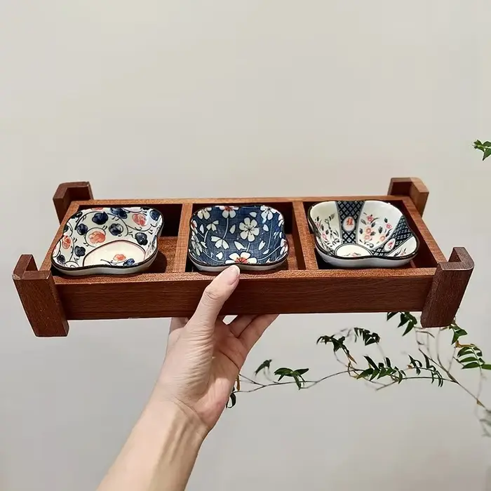 Plateau à thé japonais en bois de Sapele