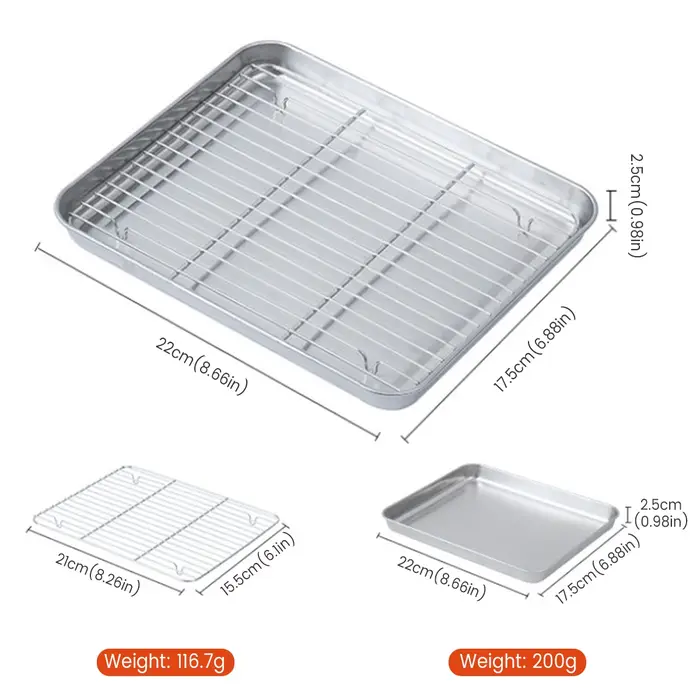 Plateau de cuisson en acier inoxydable avec support métallique