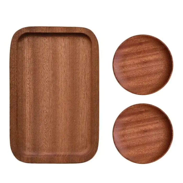 Vaisselle ronde ovale en bois massif