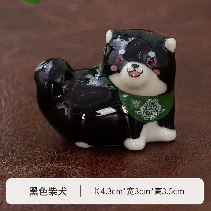 Porte-baguettes japonais Shiba Inu (1-3 pièces) – Série animale – Ornements décoratifs de table en céramique – Repose-cuillère pour la maison et la cuisine – Adorables figurines de thé