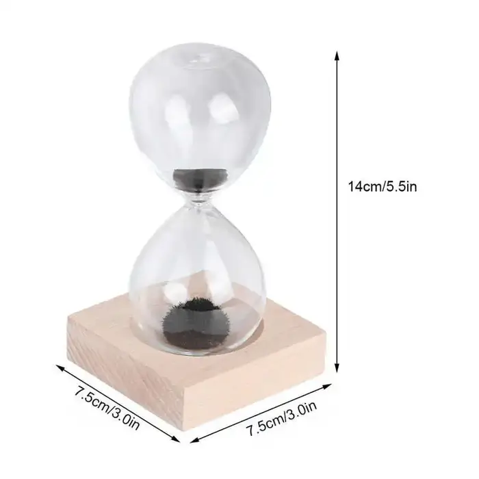 Sablier de sable en verre magnétique avec base pour la décoration de la maison