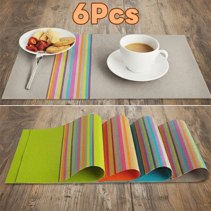 Tapis de Table à bande colorée en PVC