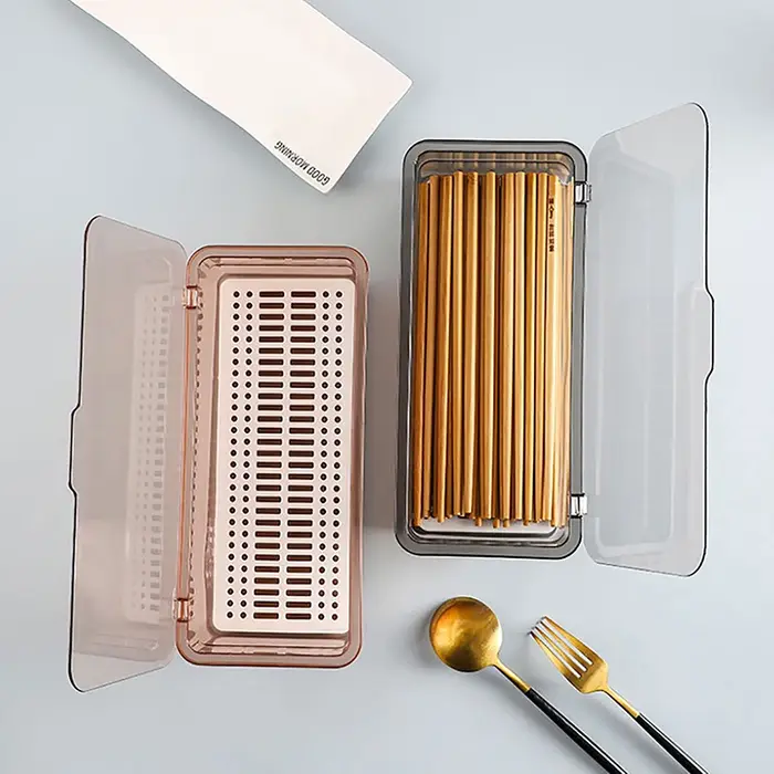 Boîte de rangement pour couverts en plastique T1 avec couvercle et doublure de proximité