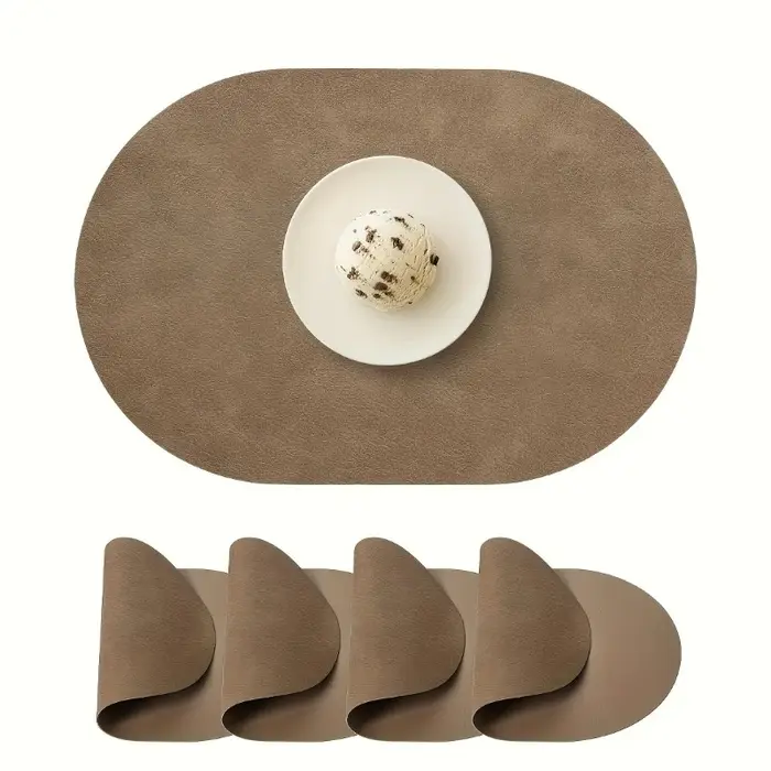 Lot de 4 sets de table ovales en similicuir