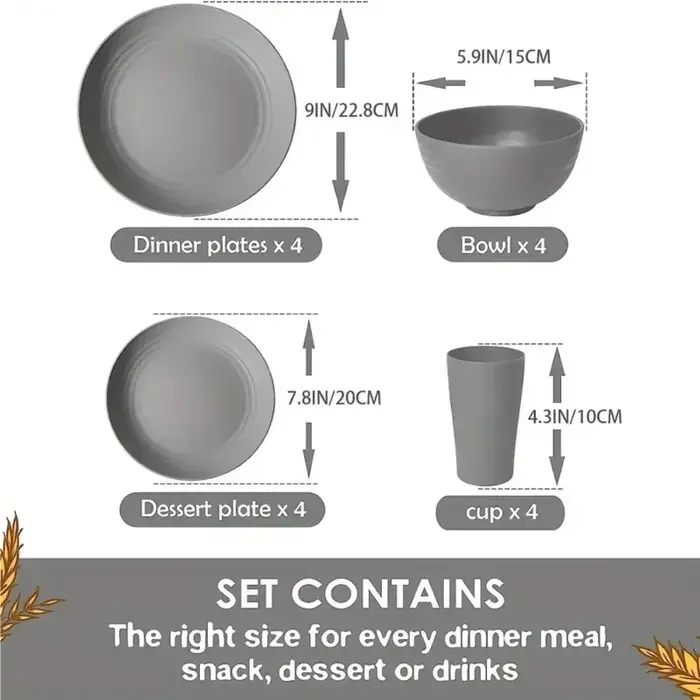 Nouveau 16 pièces/ensemble d'assiettes à repas Non fragiles