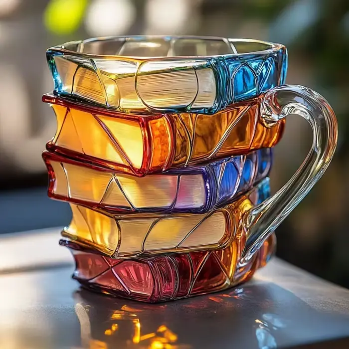 Mug en verre en forme de livre 200 ml – Tasse à café ou thé unique pour les amoureux des livres – Cadeau original sur le thème de la lecture – Vaisselle à double paroi et décoration de bureau