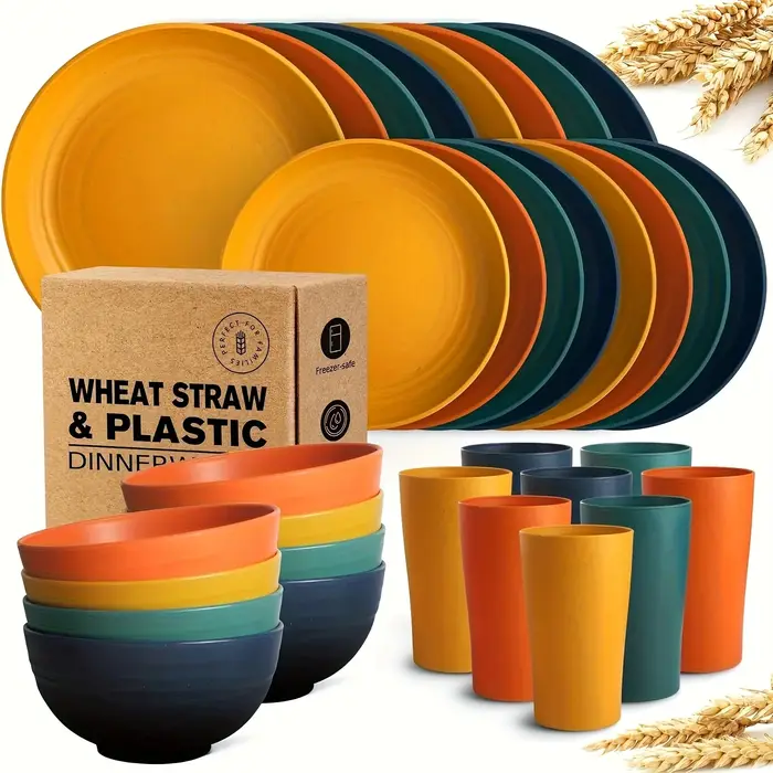 Service de vaisselle en plastique de cuisine 32 pièces, service pour 8 assiettes queplate, assiette 