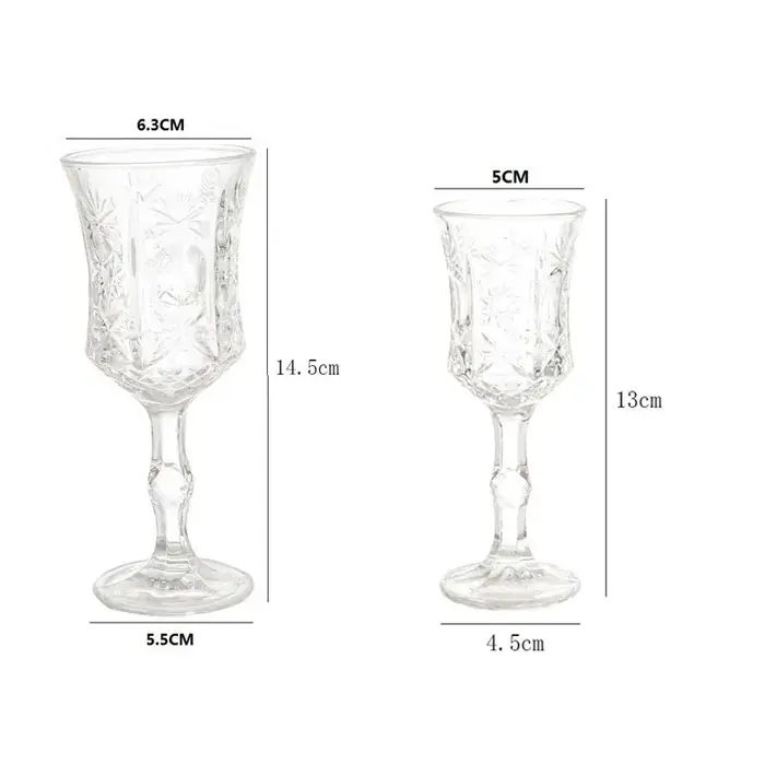 2 pièces ustensiles à vin verres à Champagne 50 ml/100 ml verre à vin rouge de Style français Vintage Relief tasse