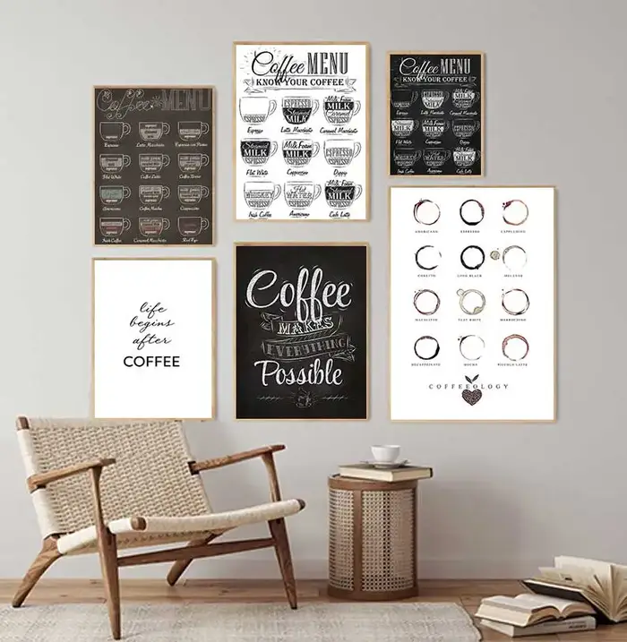 Affiche murale avec Menu de café nordique