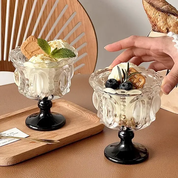 2026 Nouvelle Tasse à dessert en verre à pied haut