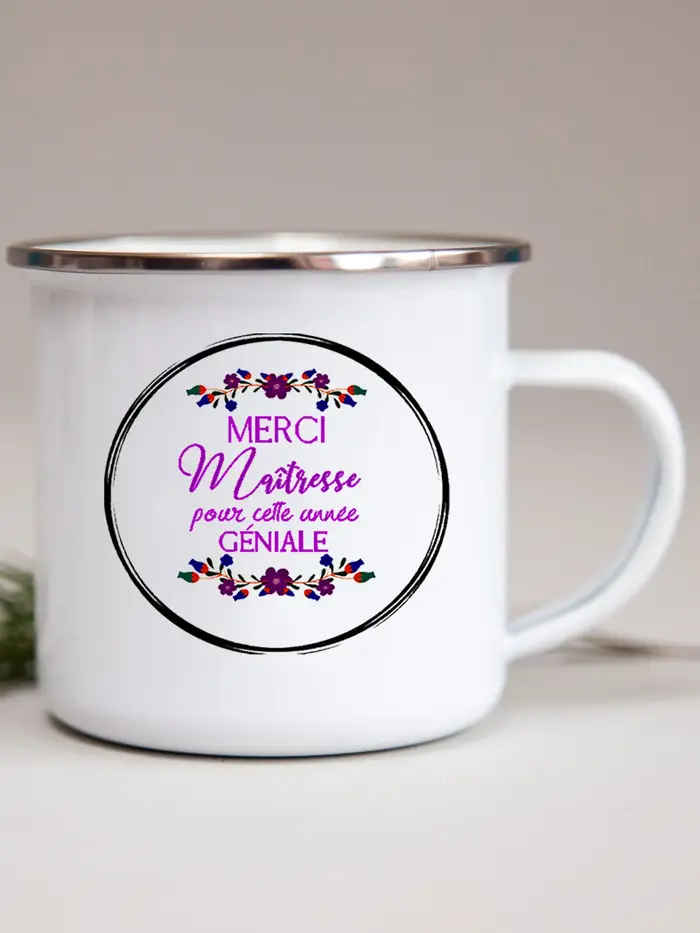 Tasses en émail imprimées de fleurs françaises
