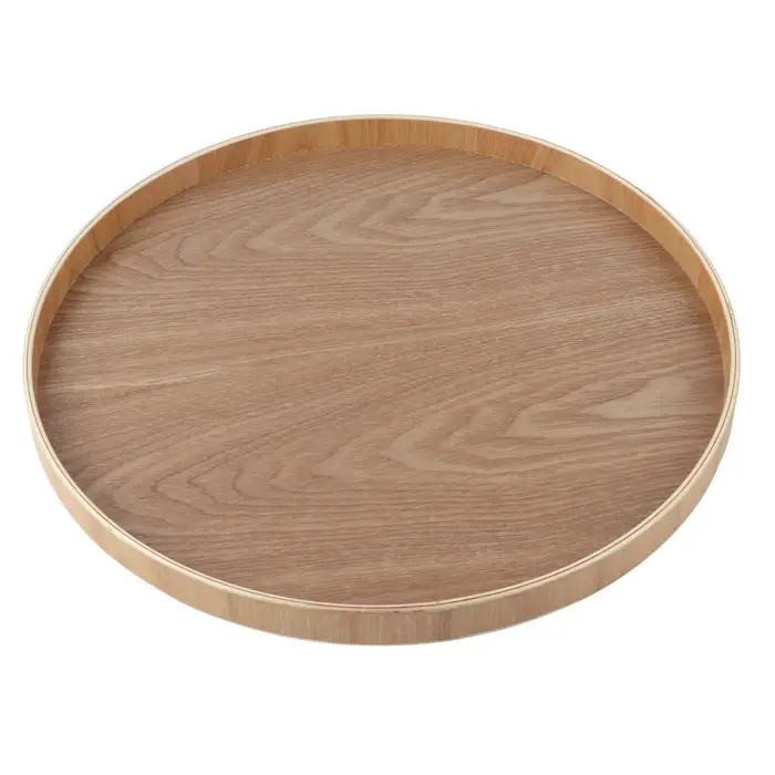 Assiette de service à thé en bois de forme ronde