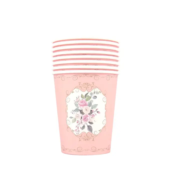 Fournitures de fête florales Vintage vaisselle fleur assiette en papier tasse serviette douche nuptiale mariage anniversaire décoration jardin Tea Party