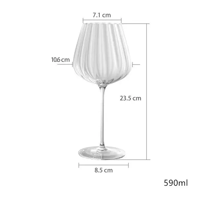 Verres à vin rouge en cristal série prisme optique lumineux