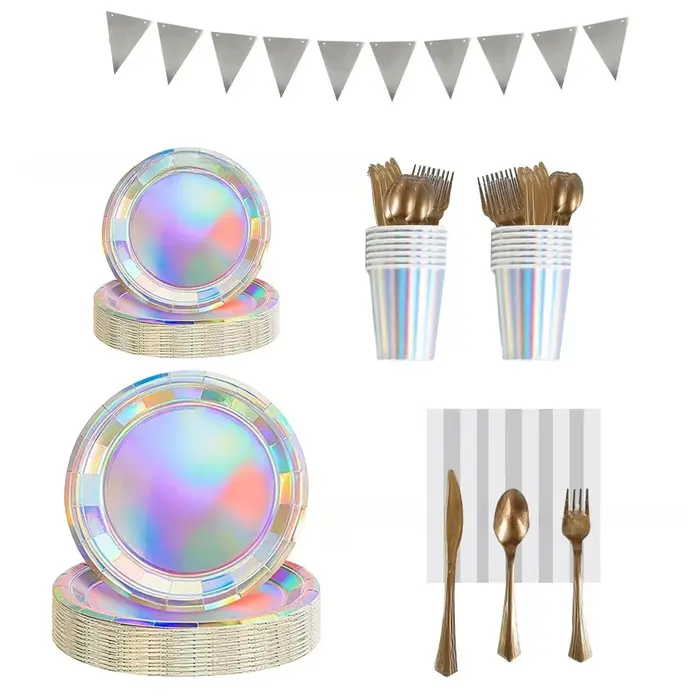 Ensemble de vaisselle jetable épaisse couleur Laser