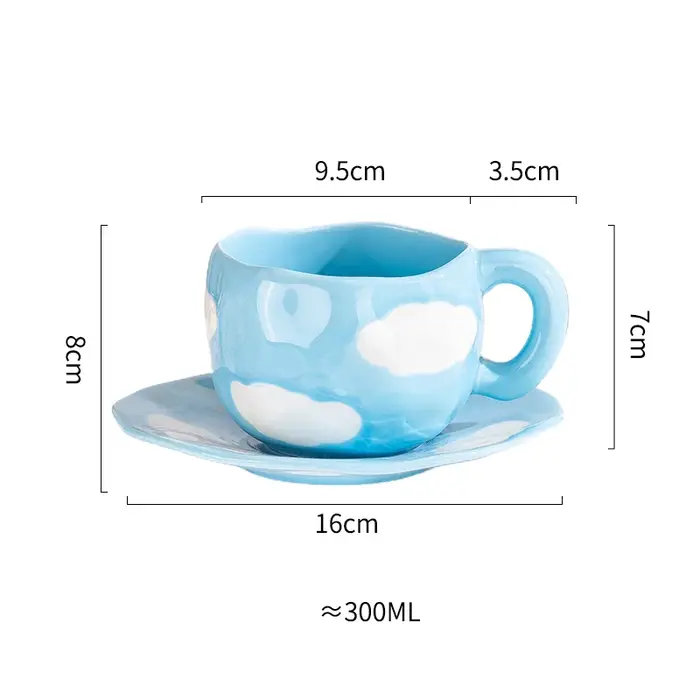 Tasse à café en céramique peinte à la main avec nuages de fleurs, tasse créative faite à la main, ir