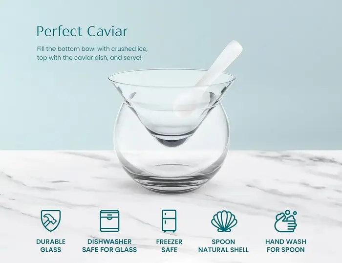Verres à Cocktail Martini sans tige, avec refroidisseur, plat de service avec support à glace, ensemble de serveur de Caviar en verre, refroidisseur de Cocktail pour liqueur