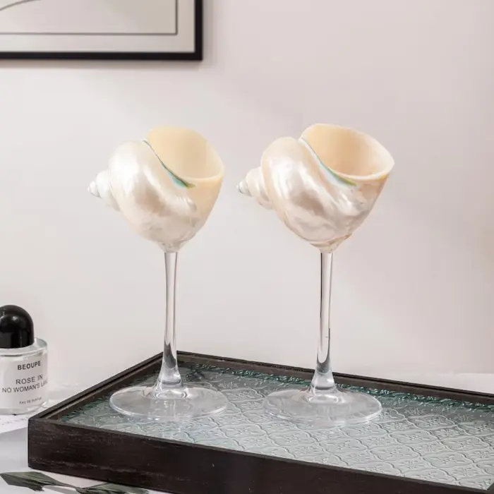Verres à vin en coquillage 2 pièces