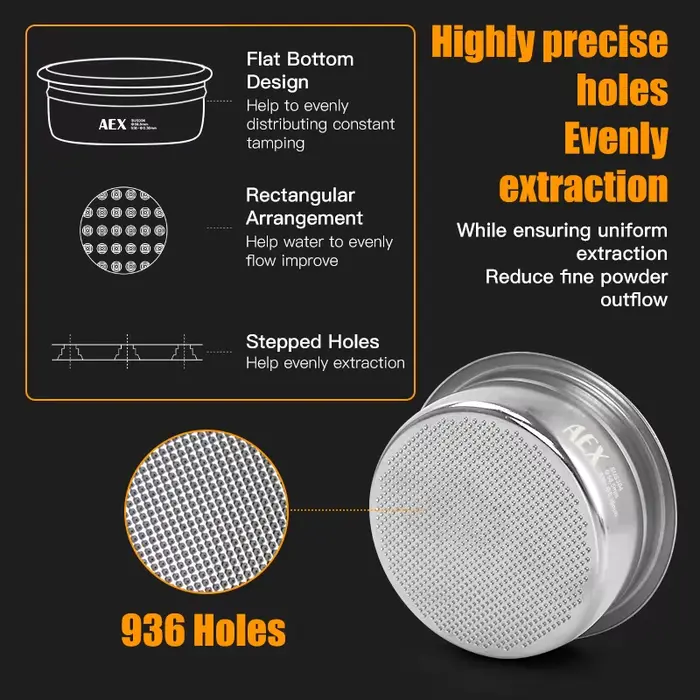 Panier de filtre à café 58MM AEX précis 18g 22g, écran de rondelle pour porte-filtre sans fond, acce