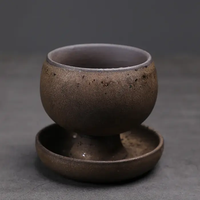 Petite tasse à café ronde en céramique créative avec soucoupe 5oz 150ml