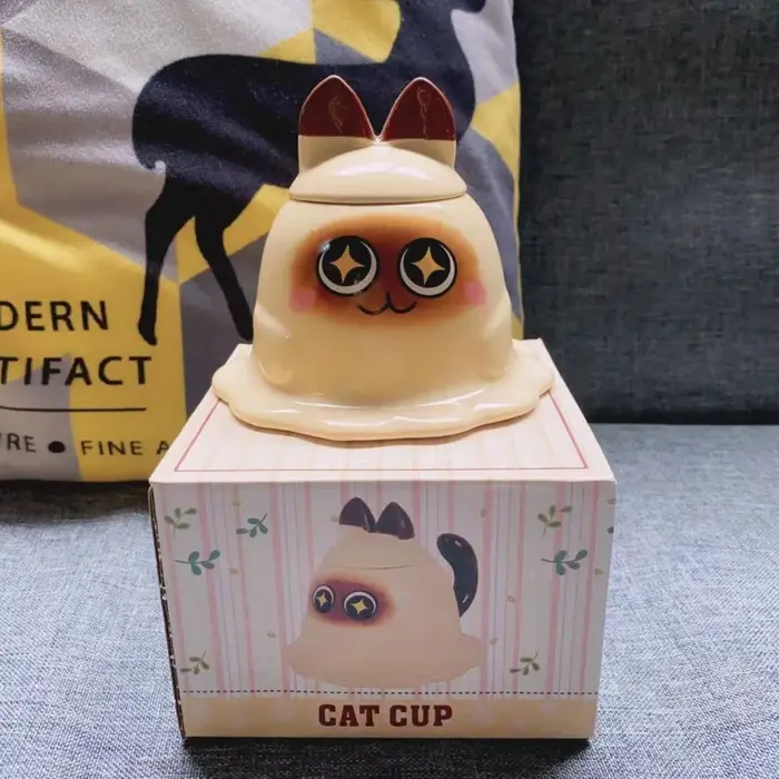 Kawaii chat siamois purée de pommes de terre tasse à café mignon
