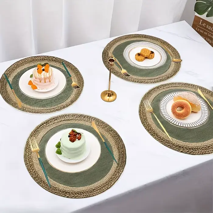 Lot de 4 sets de table ronds de style rustique