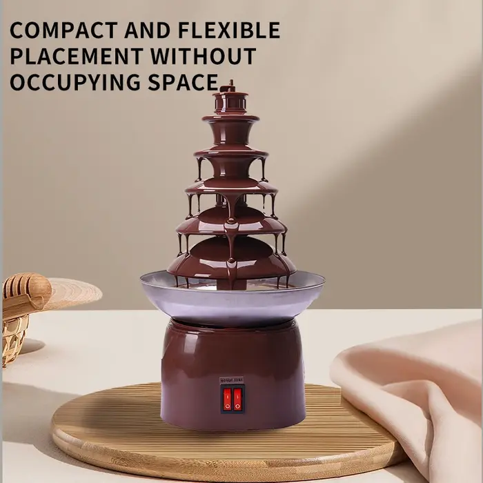Fontaine à chocolat électrique 4 niveaux en acier inoxydable pour événements et fêtes