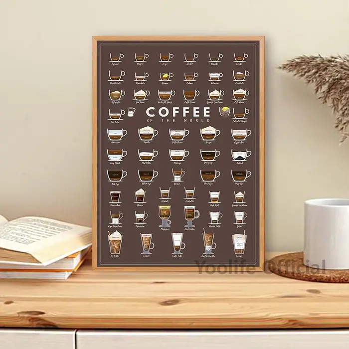 Affiche de café avec imprimés d'art