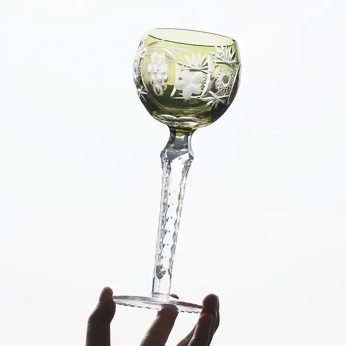 Edo Kiriko-Verres à champagne en cristal bohème, coupe à la main, beau motif, bleu, vert, violet, vi